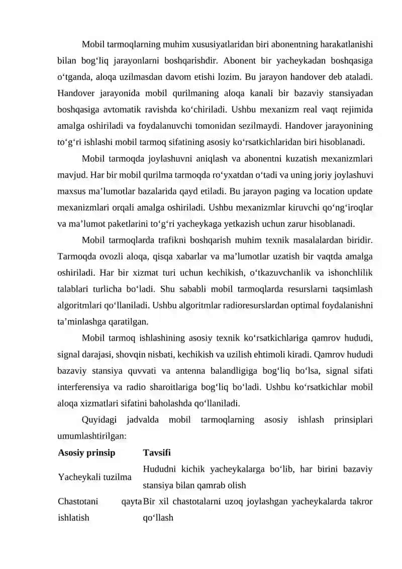 Mobil tarmoqlar 4