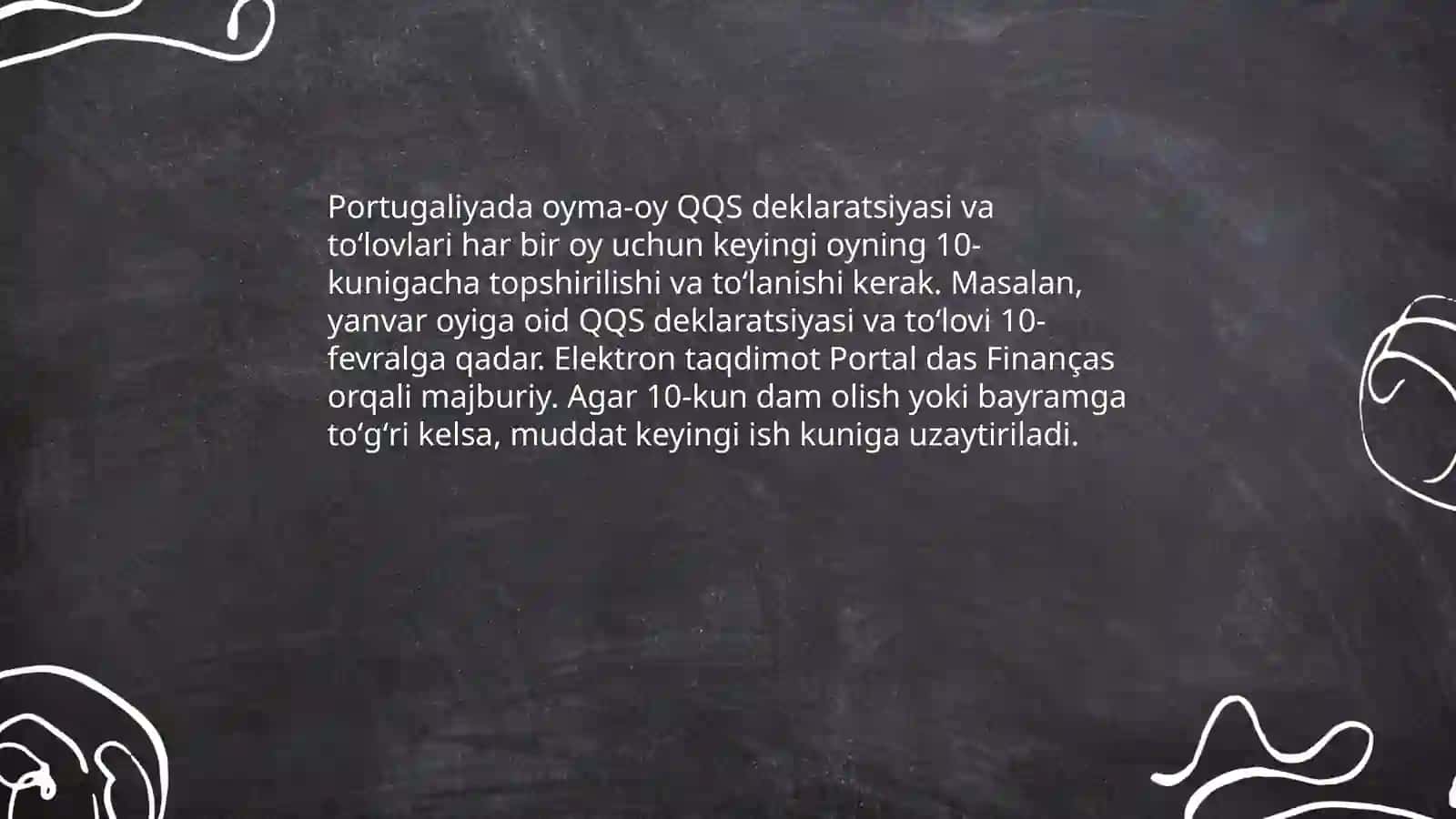 Portugaliyada QQS toʻlanish muddatlarining umumiy prinsiplari 4