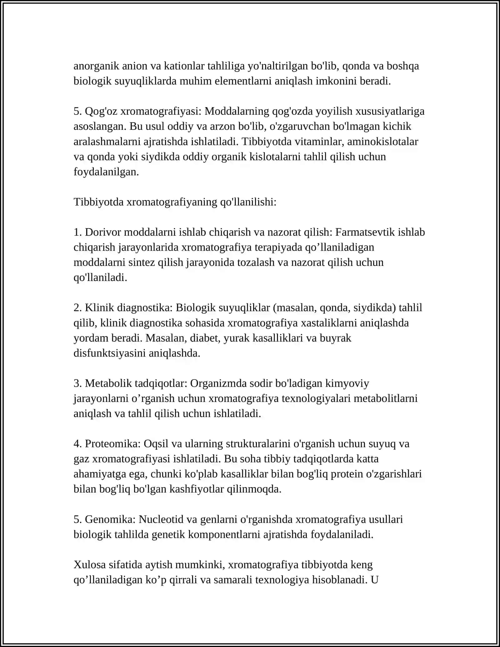 XROMOTAGRAFIYANING TIBBIY IZLANISHLARDAGI IMKONIYATLARI 4