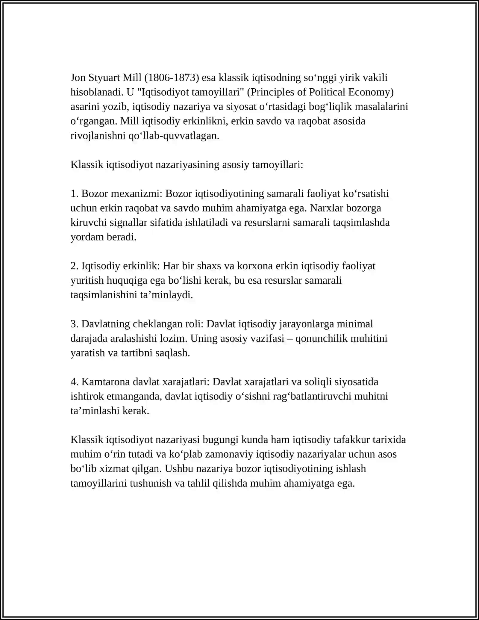 IQTISODIYOT NAZARIYASI RIVOJLANISHINING ASOSIY BOSQICHLARI 4