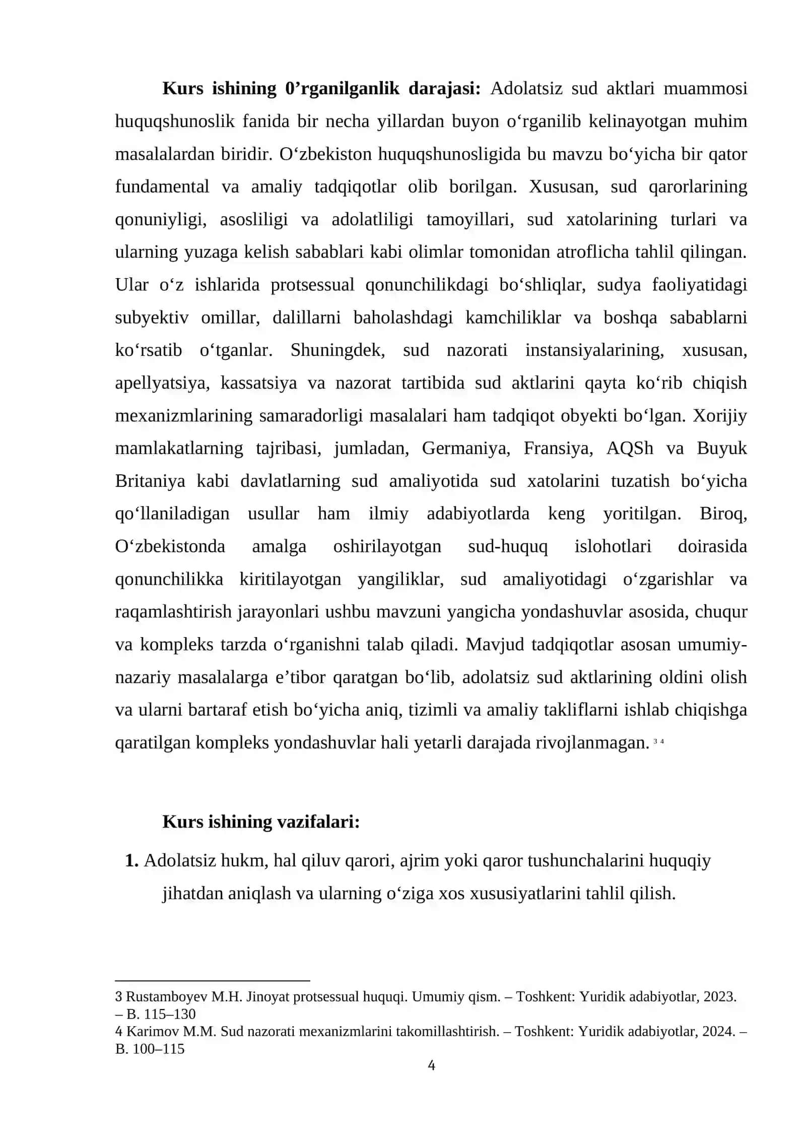 ADOLATSIZ HUKM, HAL QILUV QARORI, AJRIM YOKI QAROR 4