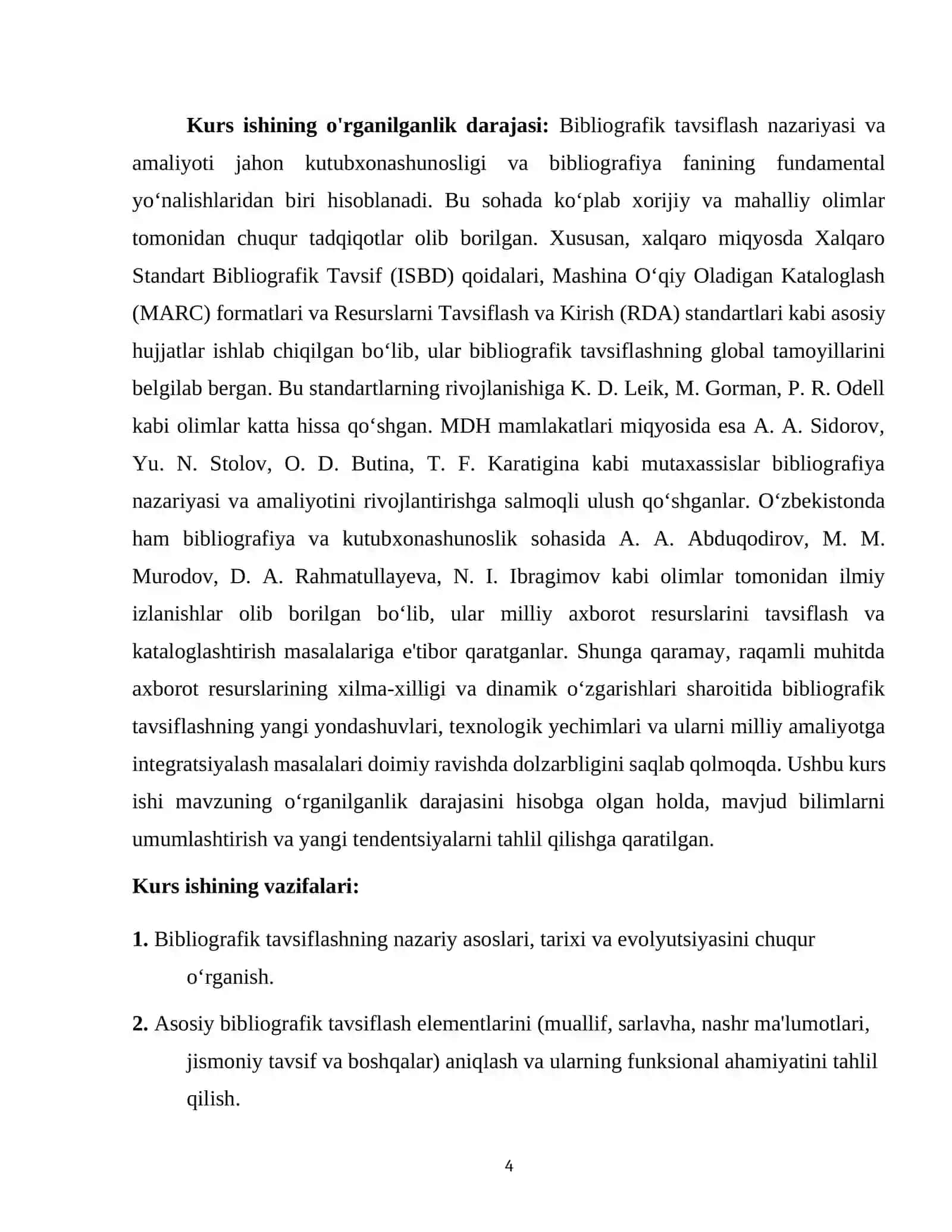 "BIBLIOGRAFIK TAVSIFLASH ELEMENTLARI VA ULARDAN FOYDALANISH" 4