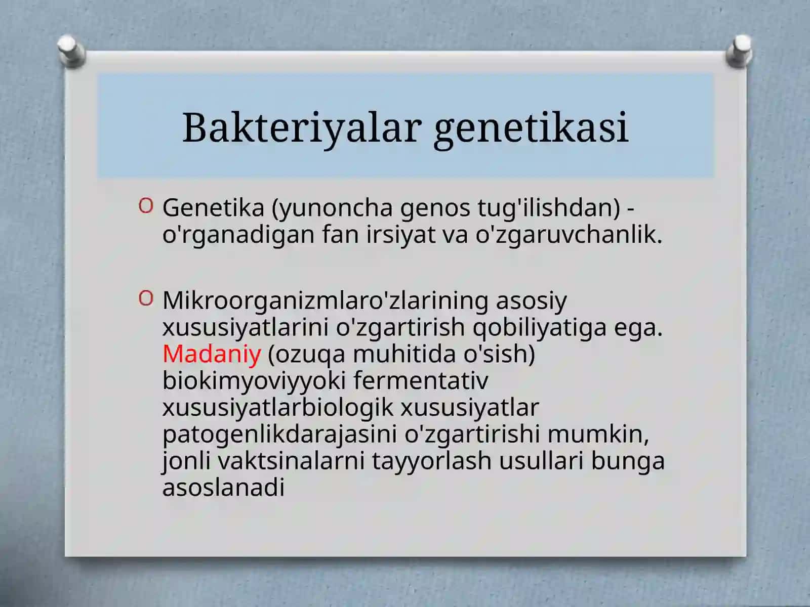 Bakteriyalar genetikasini o'rganish 4