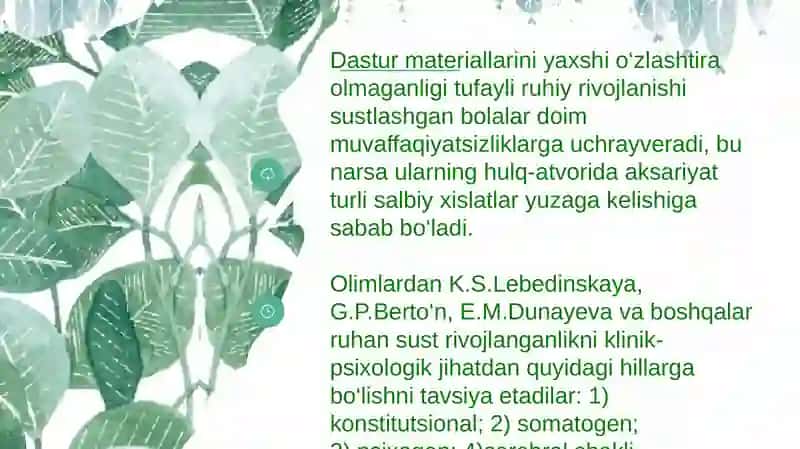 Ruhiy rivojlanishi sustlashgan bolalar 4