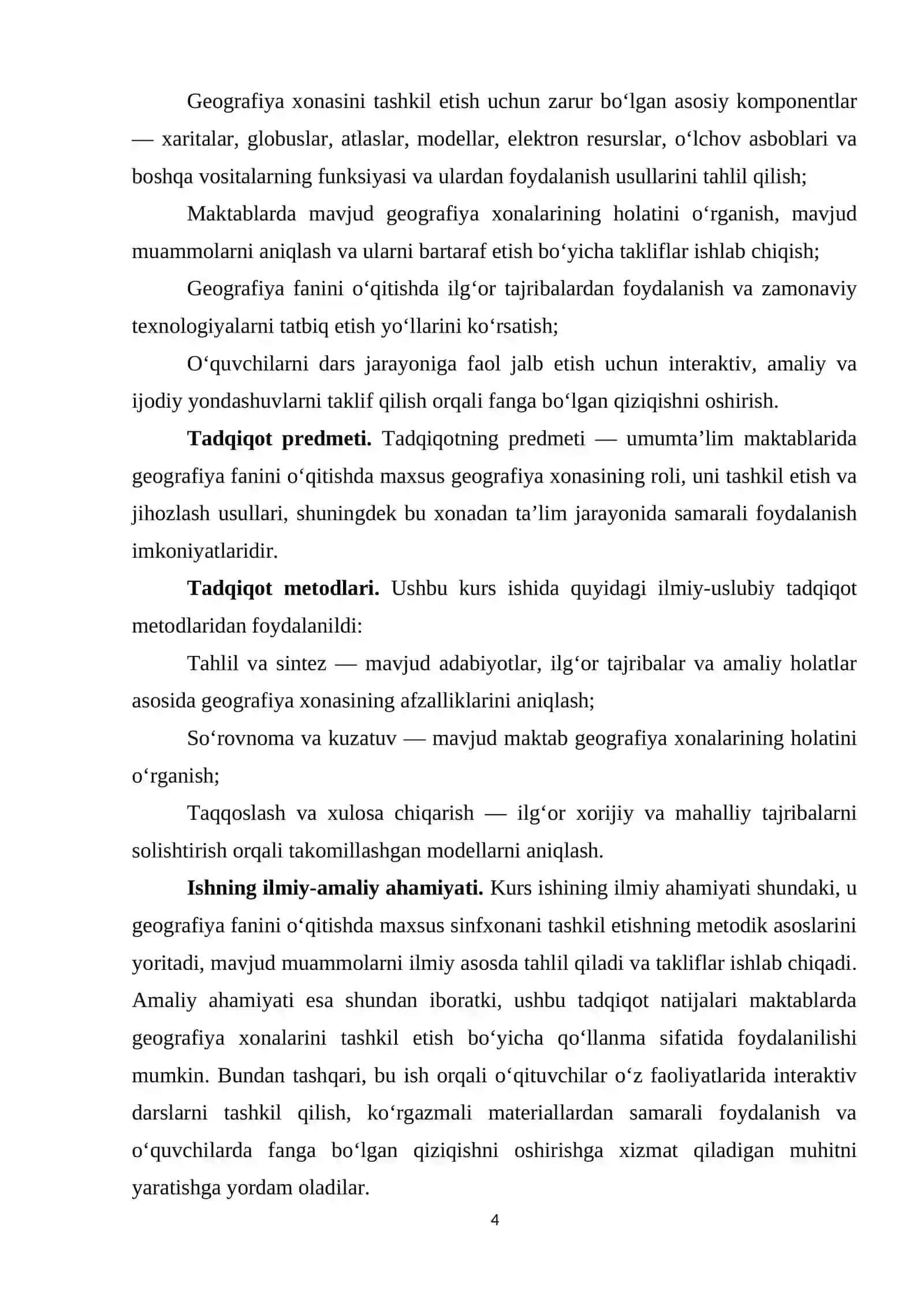 Geografiya va tabiiy fan o'qitish metodikasi 4