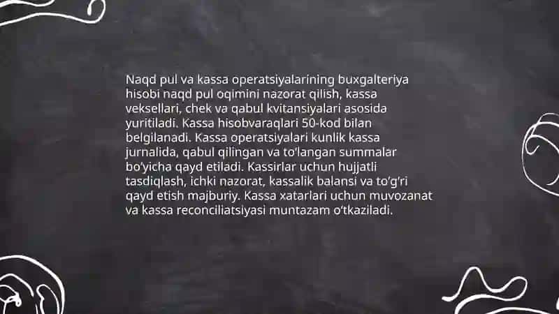Pul mablag'lari va hisob-kitoblar hisobi 4