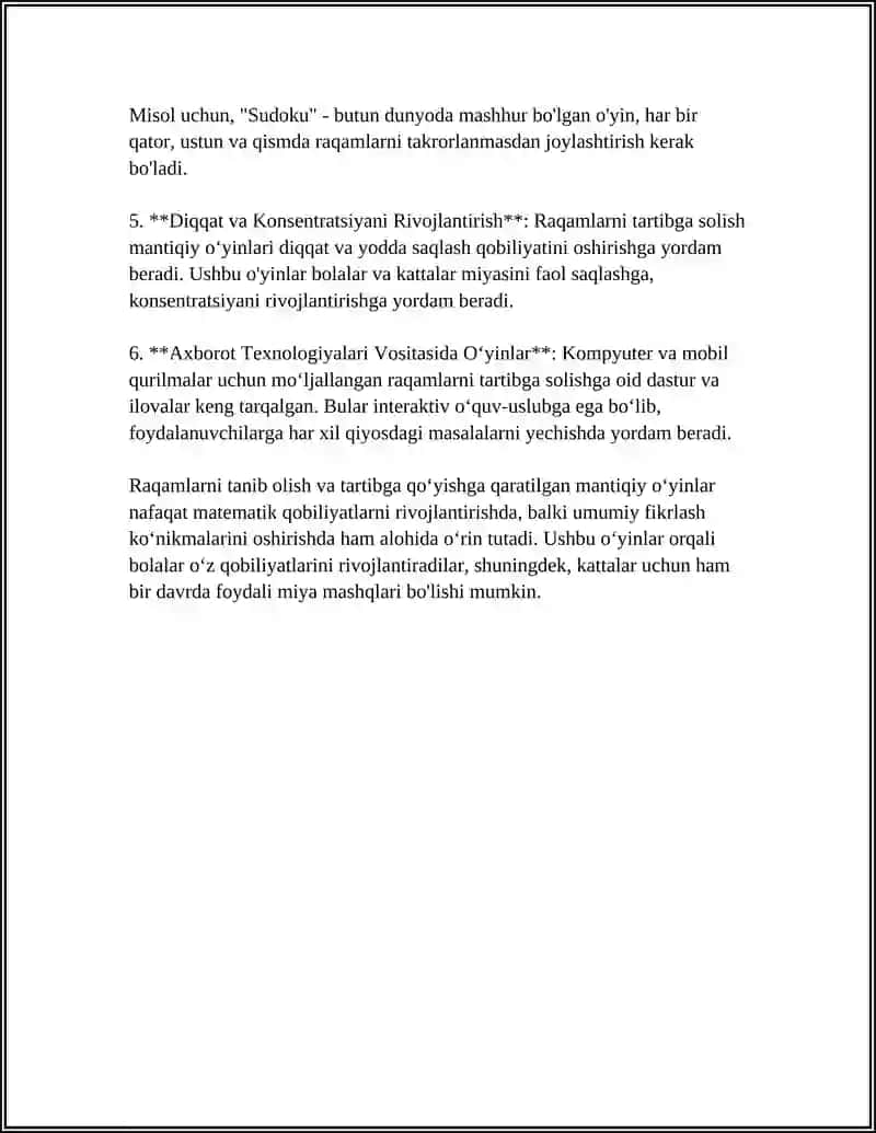 RAQAMLAR VA SONLAR BILAN MANTIQIY OʻYINLAR 4