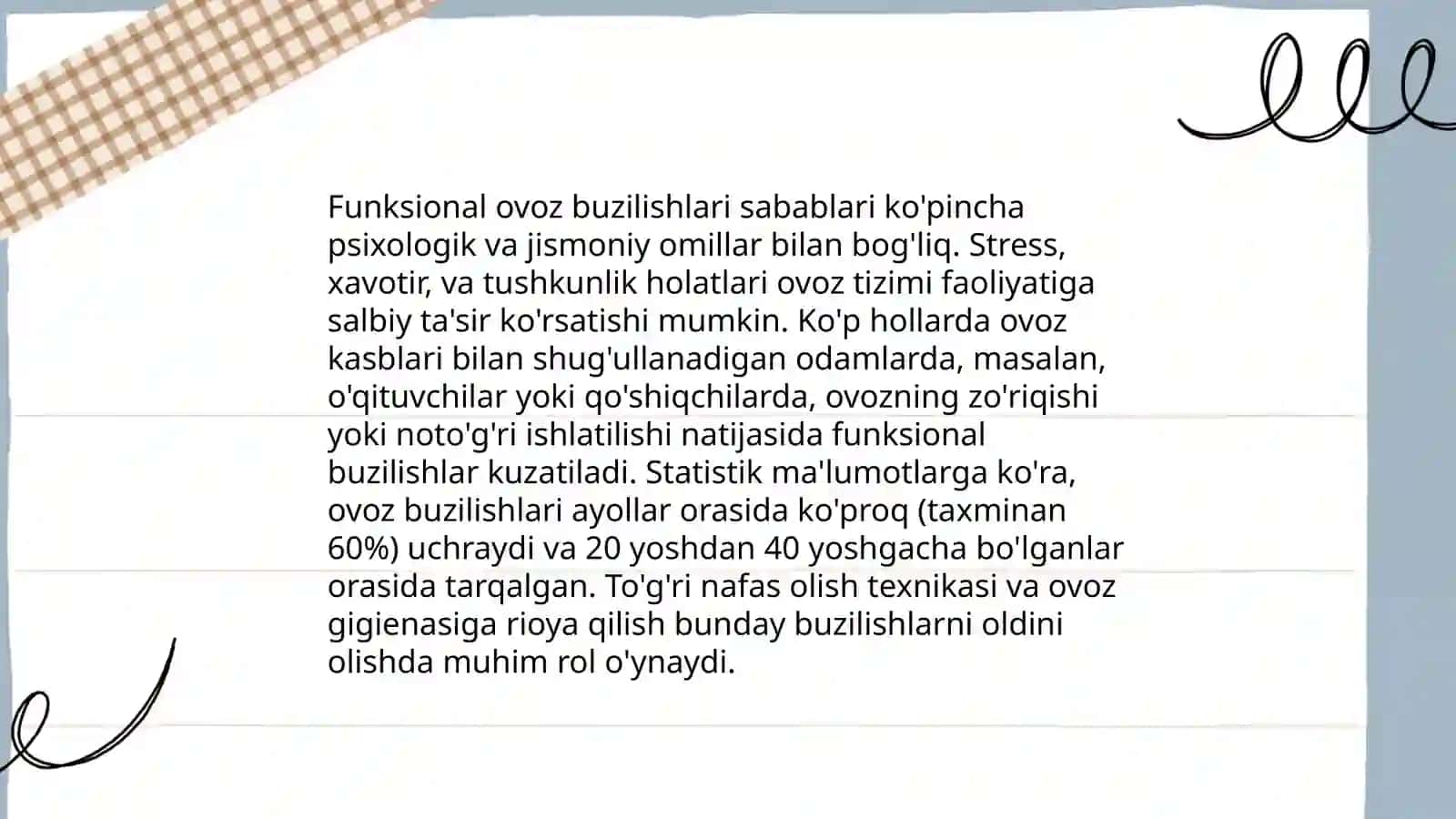 Funksional ovoz buzilishlariga ega shaxslar haqida 4