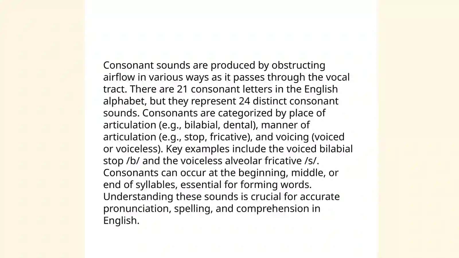 The classification of speech sounds 4