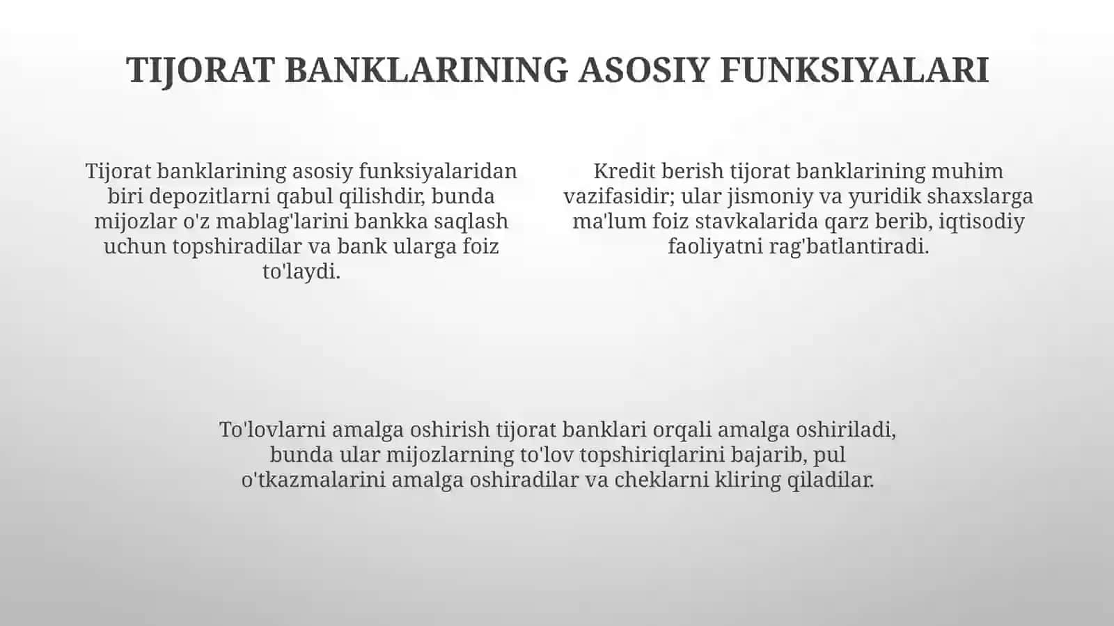 Tijorat banklari faolyatini tashkil qilish asoslari va ularning fungsiyalari 4