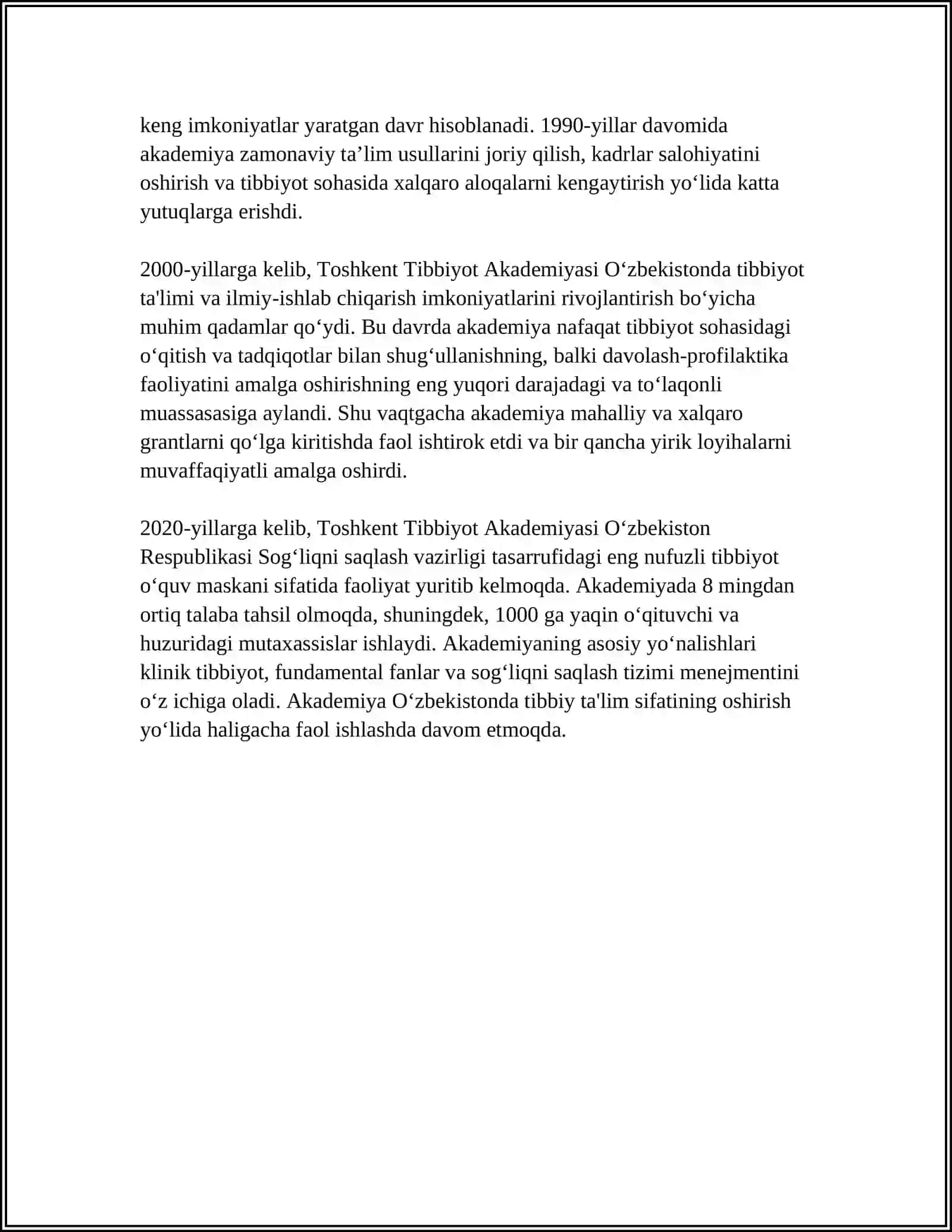 Toshkent Tibbiyot Akademiyasi Tarixi 4