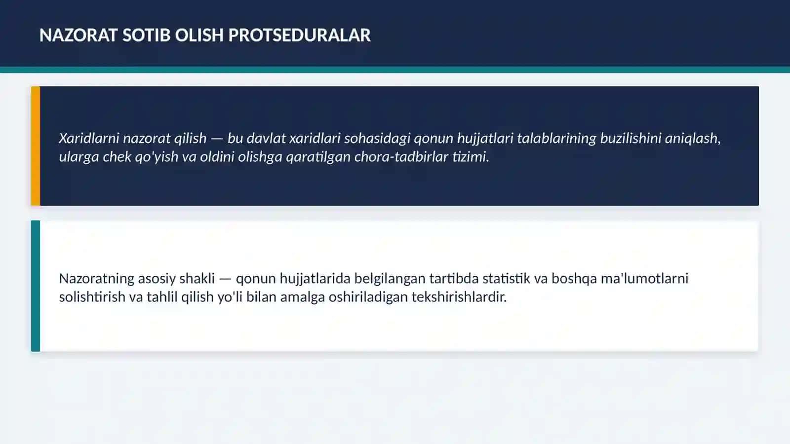 XARID SHARTNOMALARI IJRO ETILISHINI NAZORAT QILISH 4