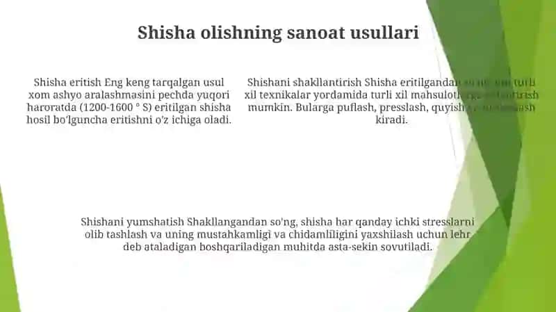 Silikatlar.Shisha Olishning Sanoat Usuli 4