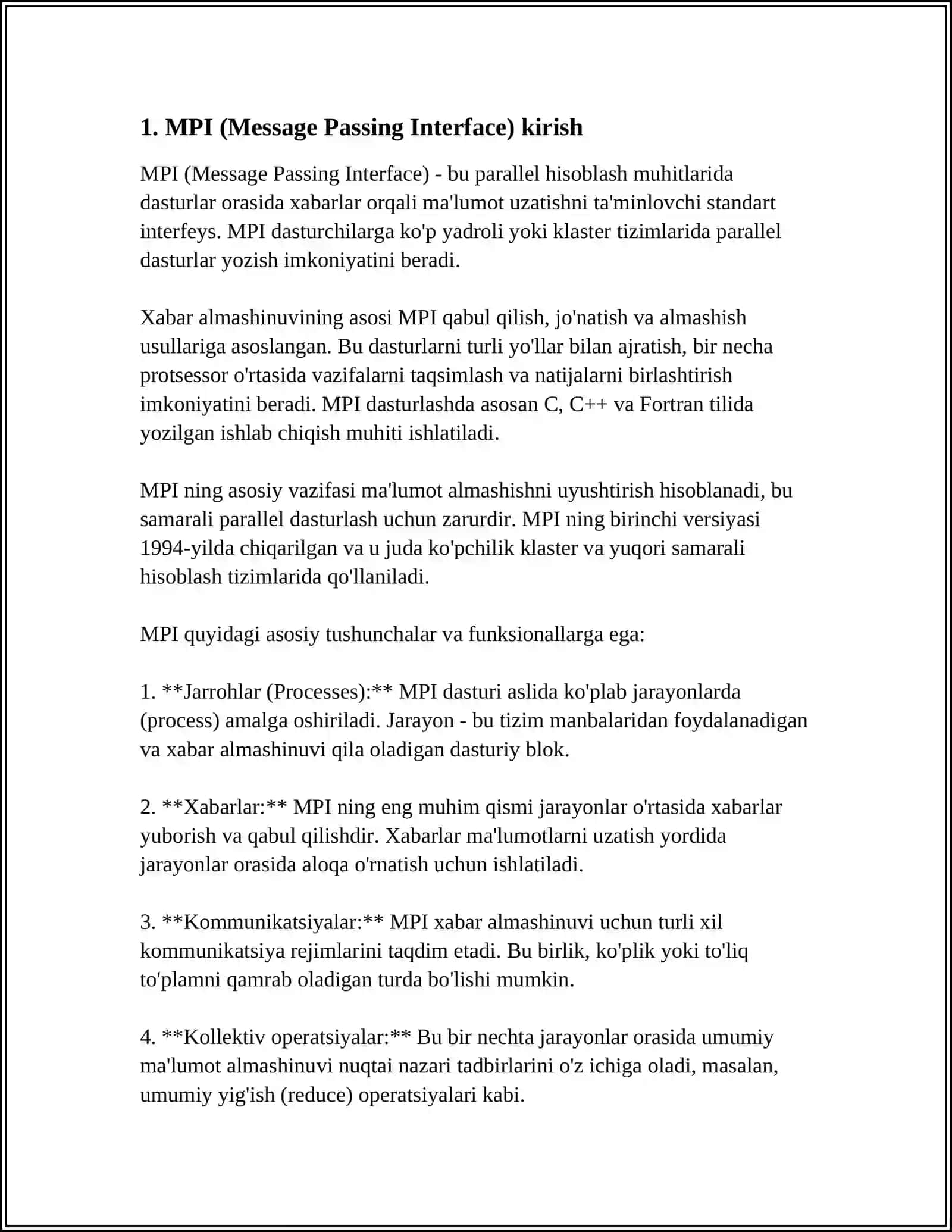 MPI PAKETIDA ISHLASH 4