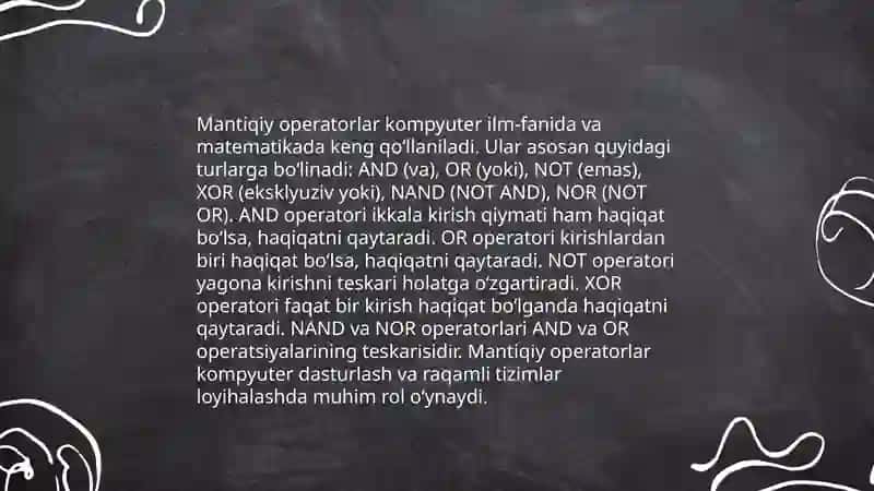 Mantiqiy operatorlarni qayta yuklash 4