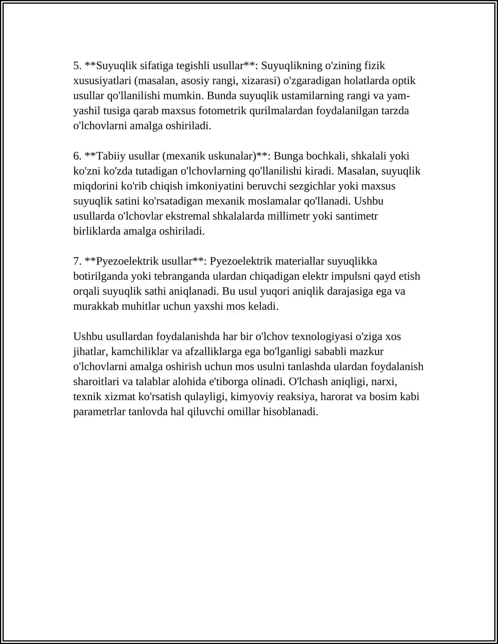 SUYUQLIK SATXINI OʻLCHASHDA ISSIQLIK OʻZGARTKICHLAR 4