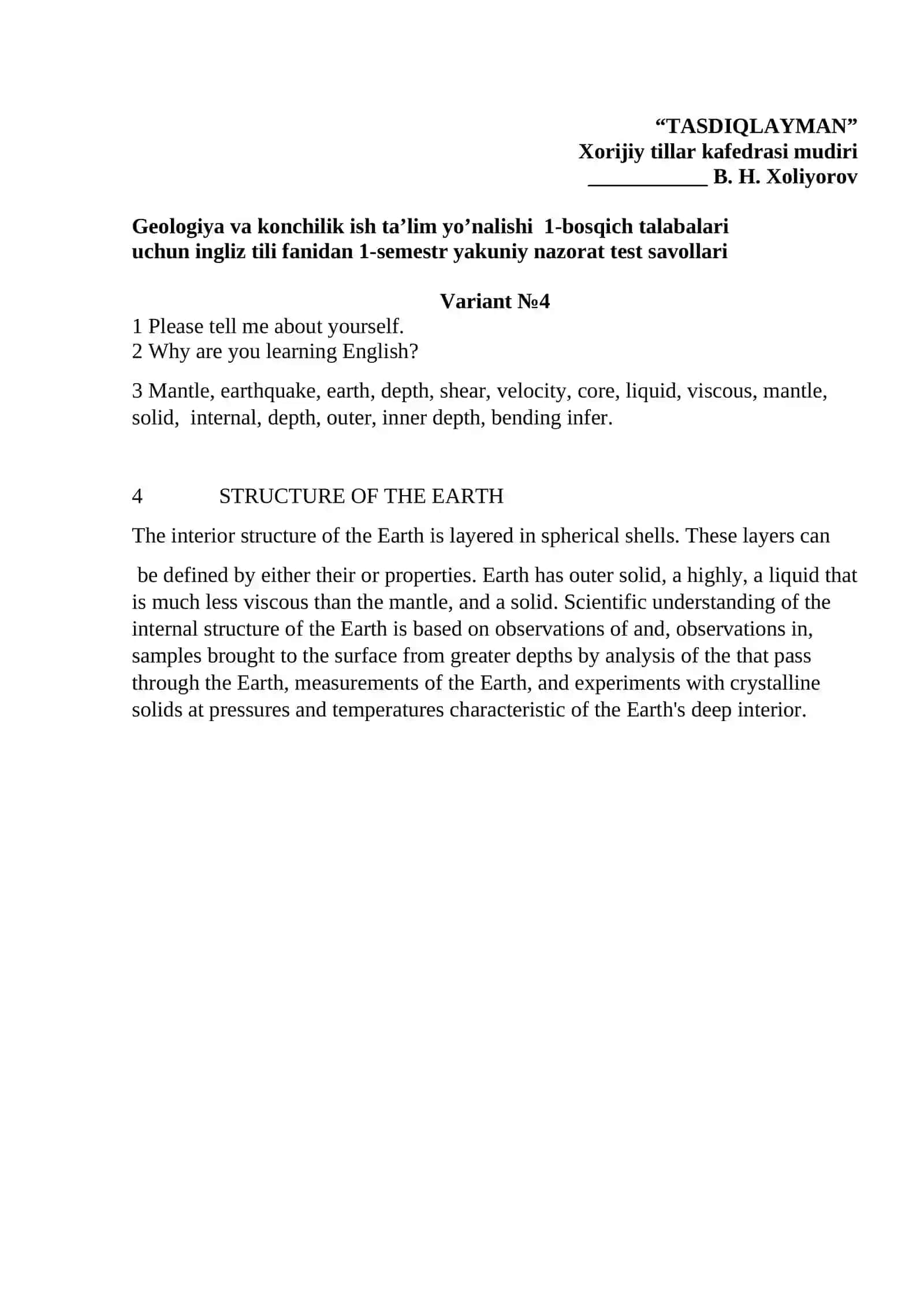 Geodesy Test Questions 4