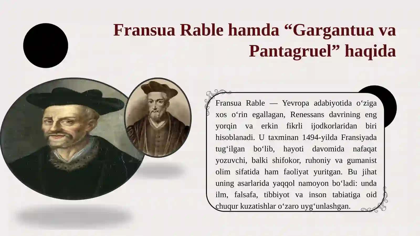 Gargantyua va Pantagryuel zamon va xronotop 4