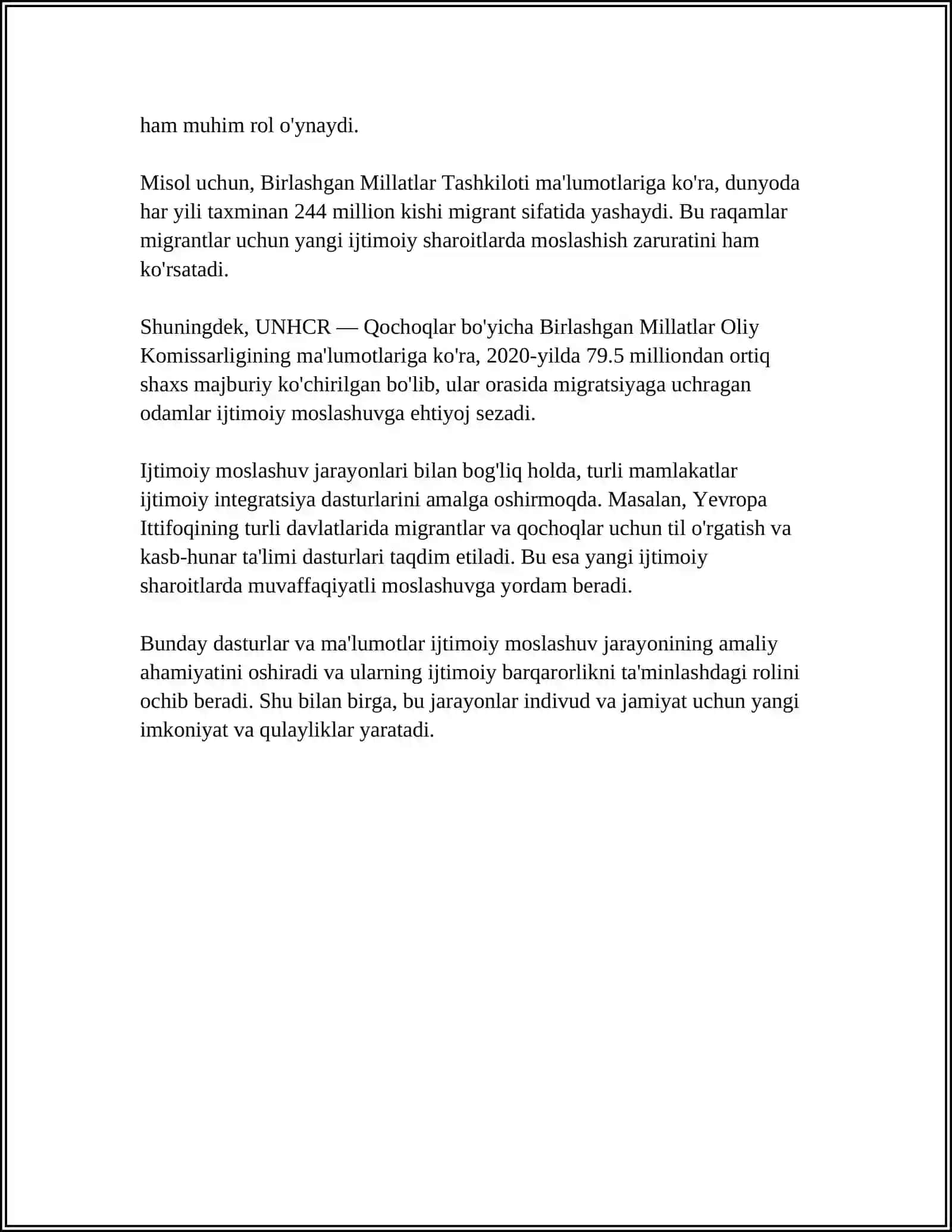 MAVZU. IJTIMOIY MOSLASHUV JARAYONIDA MUHITNING O'RNI 4