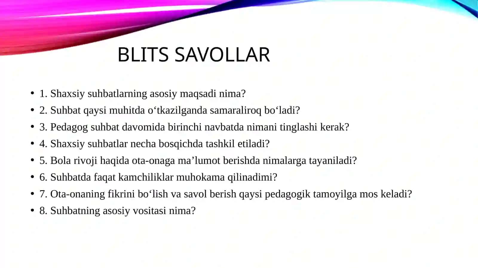 OTA-ONALAR BILAN SHAХSIY SUHBATLAR 4