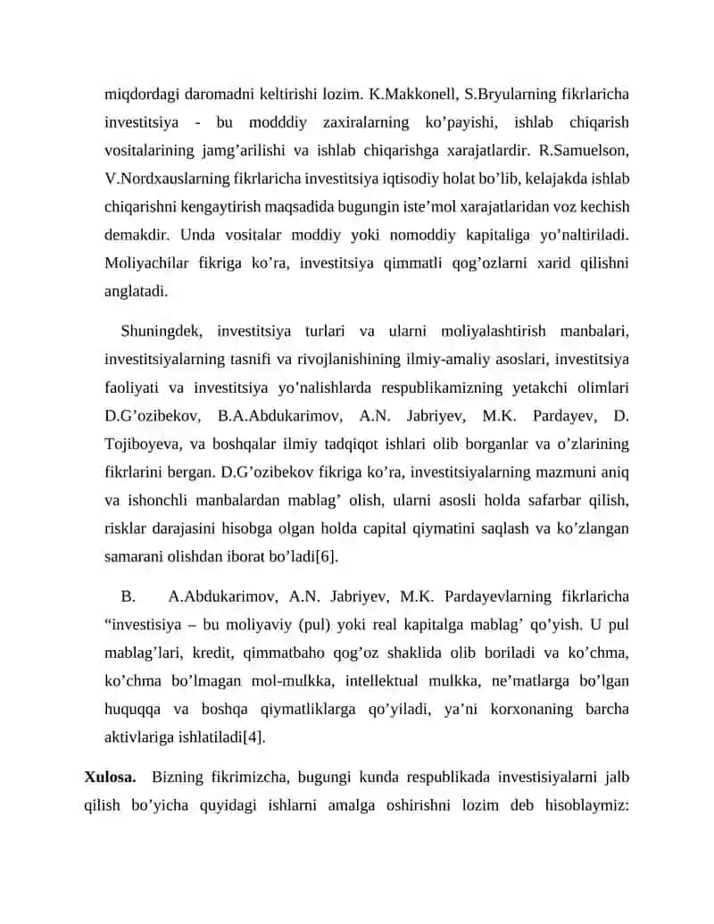 O'ZBEKISTONGA XORIJIY INVESTITSIYALARNI JALB ETISH 4