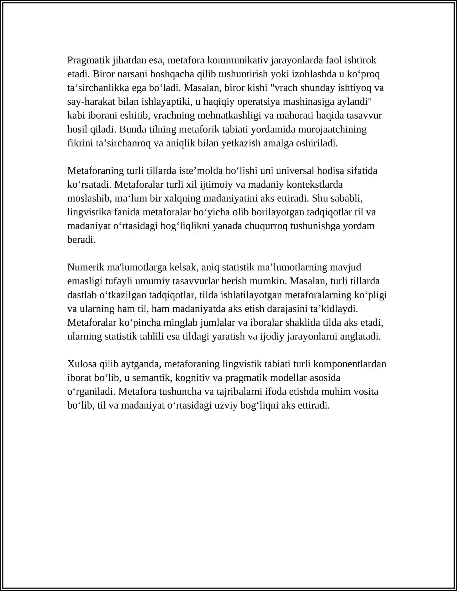 METAFORANING SEMANTIK VA PRAGMATIK JIHATLARI 4