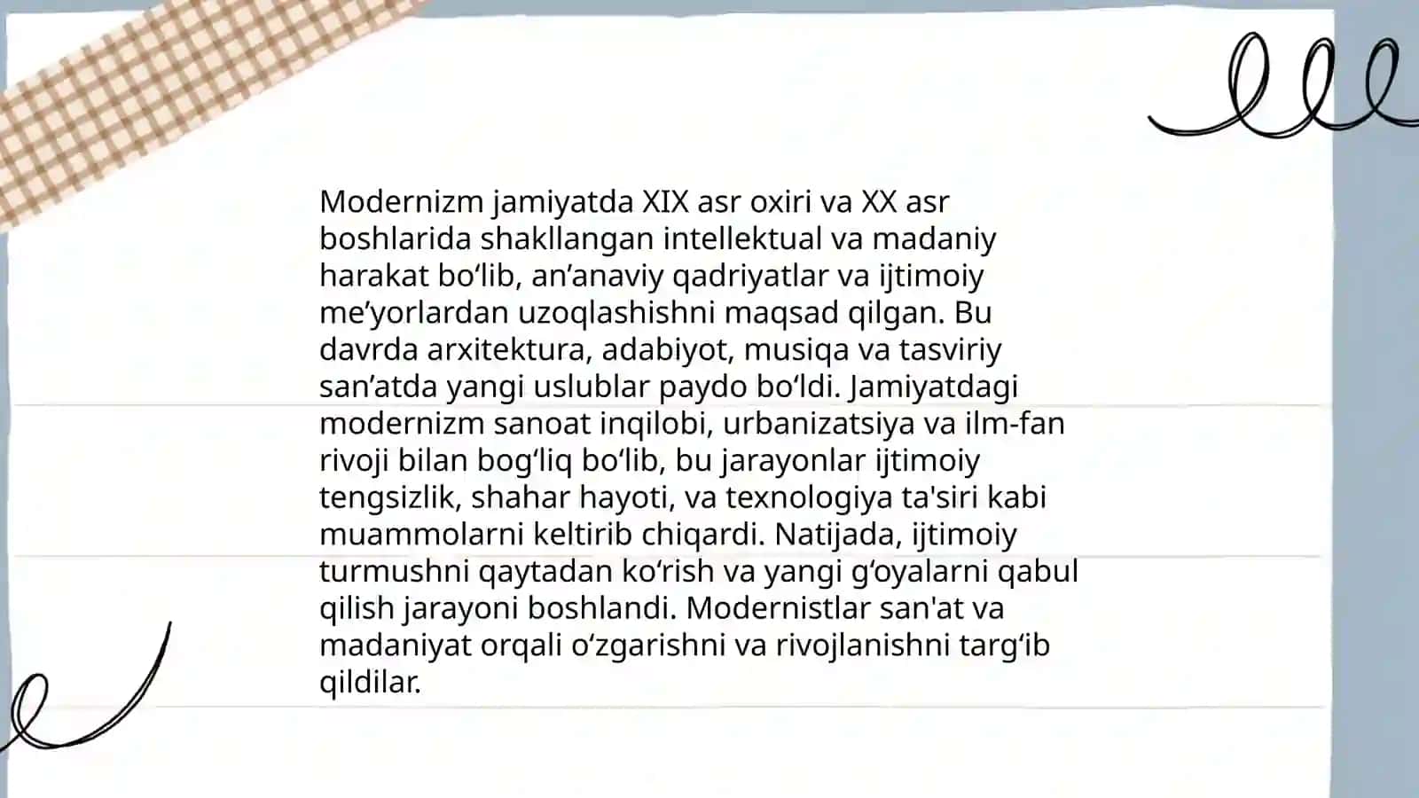 Modernizm:inson, jamiyat va muhit muammosi 4