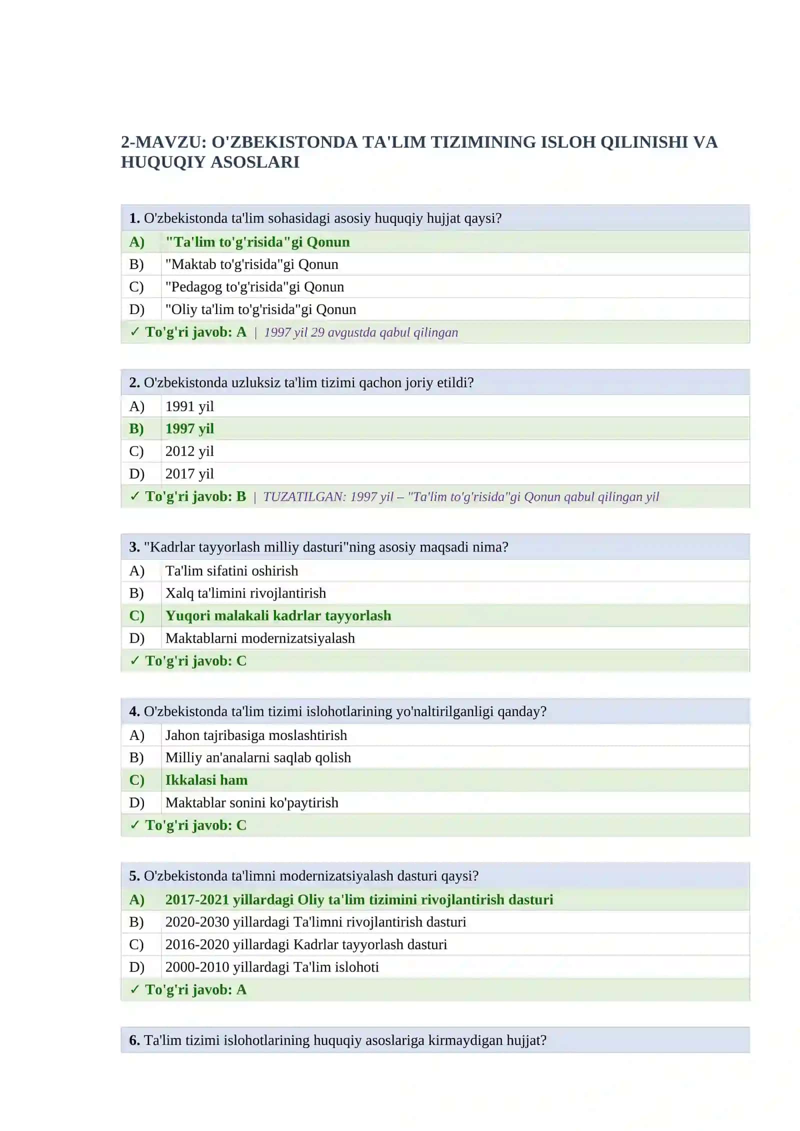 Maktab maslahatchisi test javoblari 4