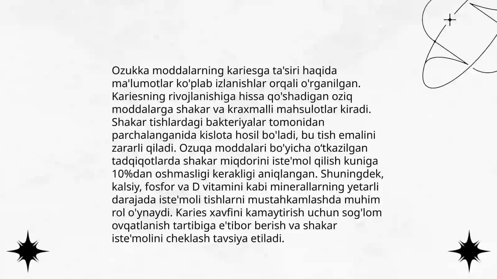 Karies va ovqatlanish tamoyillari 4