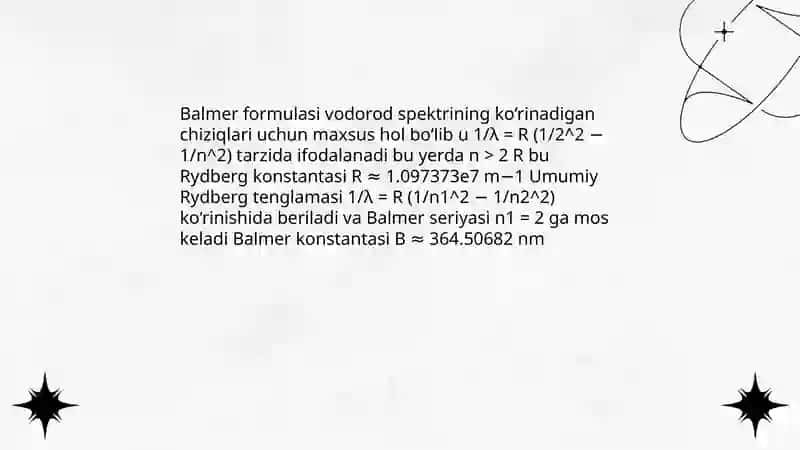 Balmerning umumlashgan formulasi 4