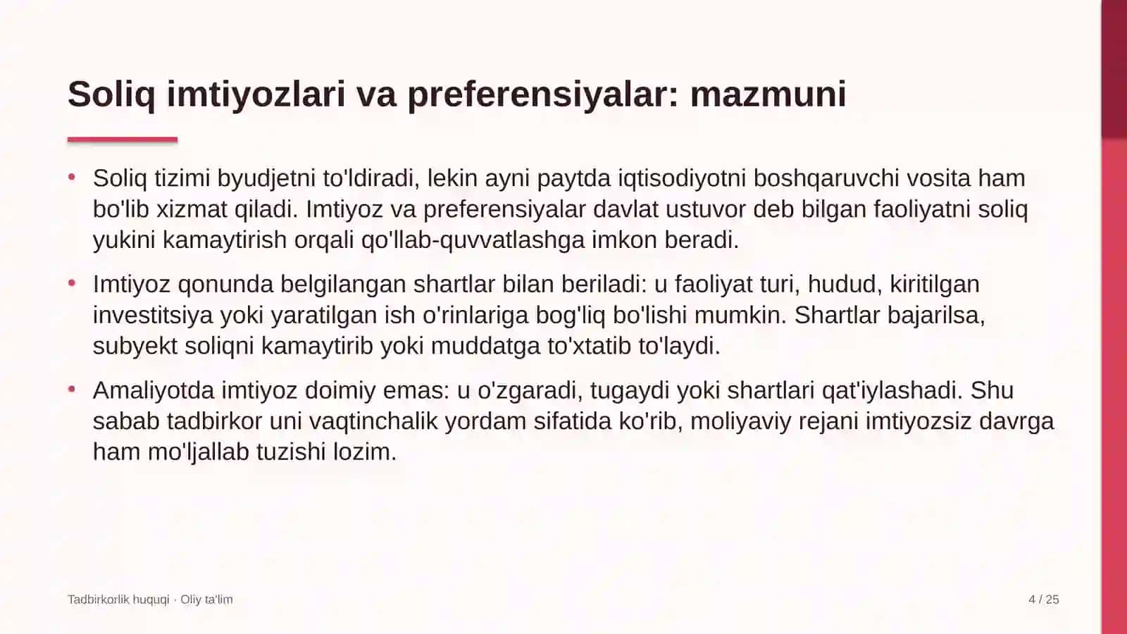 Alkogolsiz ichimliklar ishlab chiqarishda soliq imtiyozlari va preferensiyalar 4