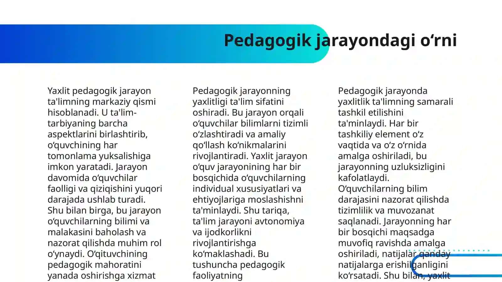 YAXLIT PEDAGOGIK JARAYON VA UNING ETAPLARI 4