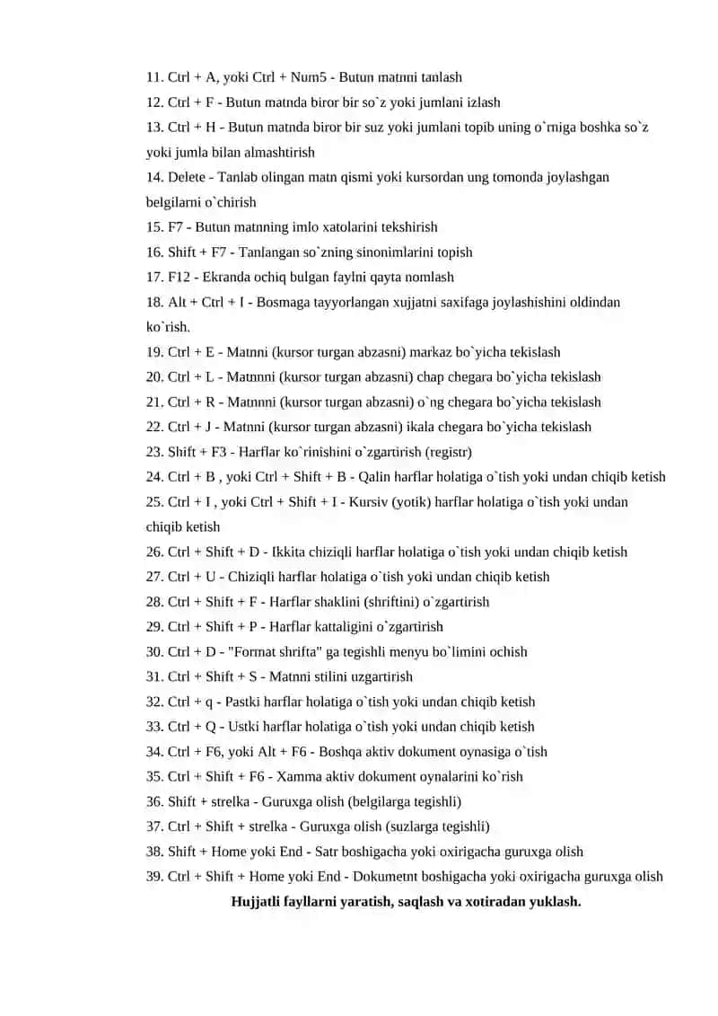 Microsoft Word matn muharriri va uning imkoniyatlari 4