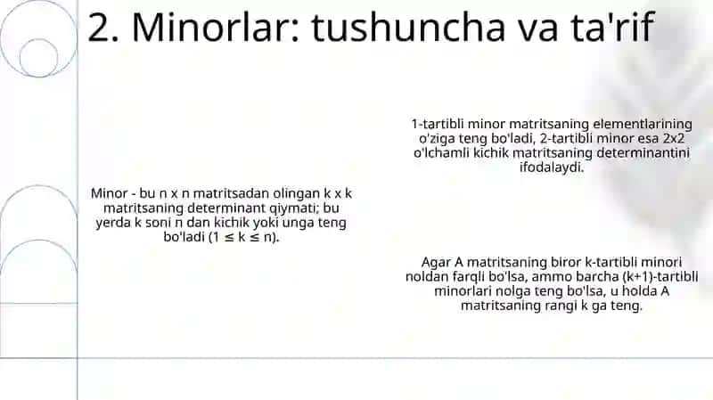 Matritsa rangini minoralar orqali topish usuli 4