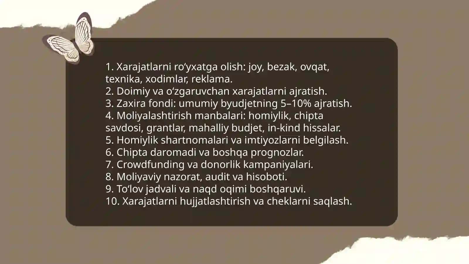 Bayram tadbirlari rejasini tuzish va tashkillashtirish 4