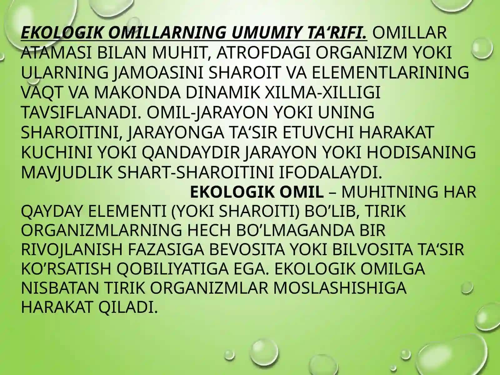 BIOTIK omillar.TIRIK ORGANIZMLARDA MOSLANISHLAR 4