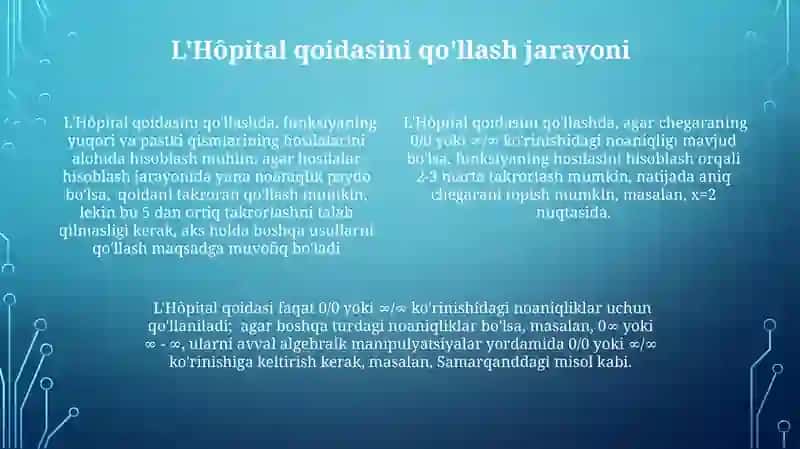 Aniqmaslikni ochishda lopital qoidalari 4