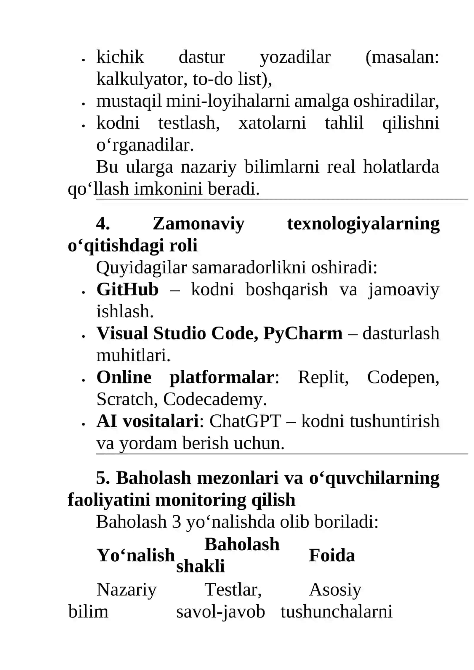 Dasturiy ta'minot bo‘limini o‘qitish metodikasi 4