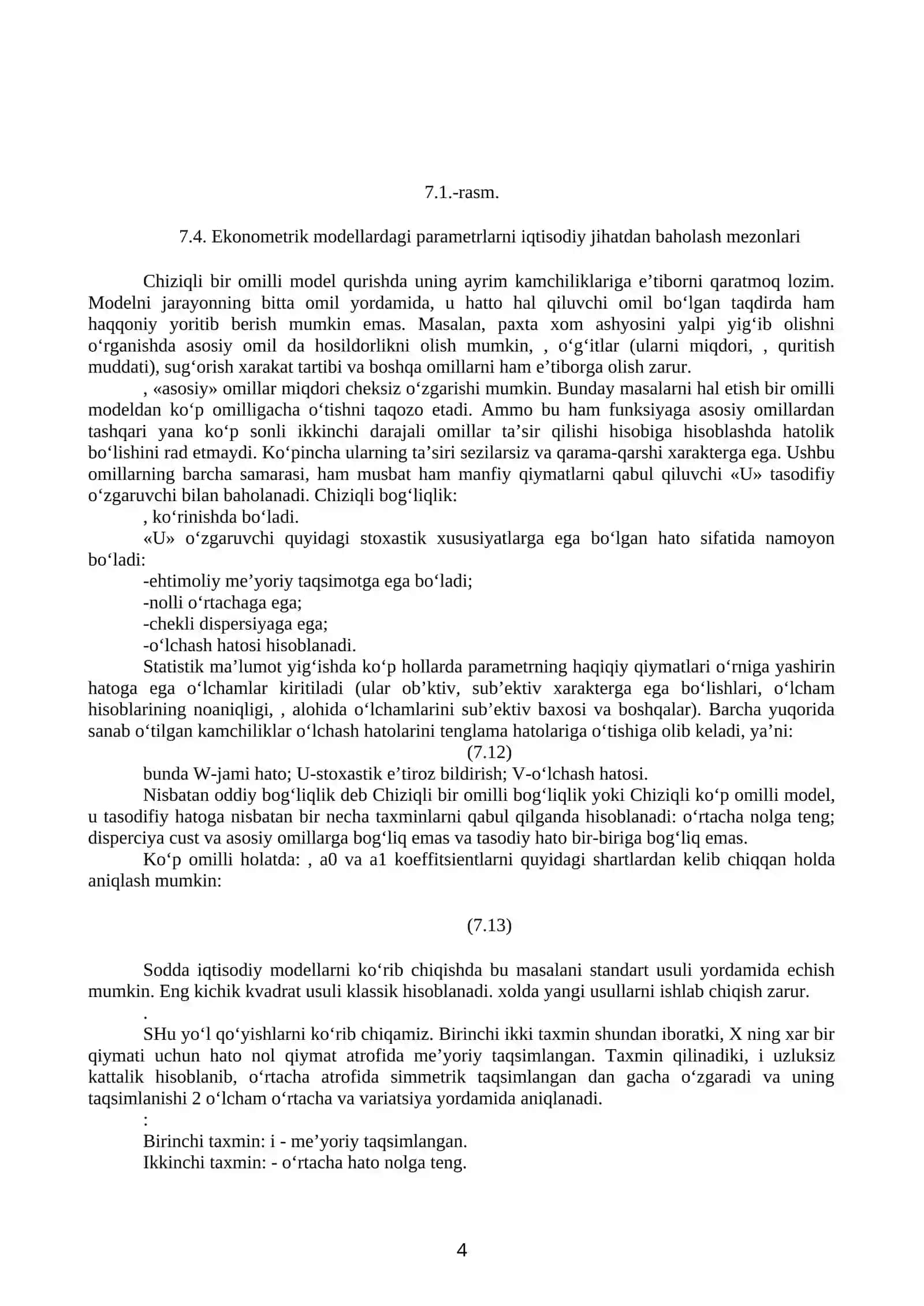 EKONOMETRIK MODELLARNI BAHOLASH 4
