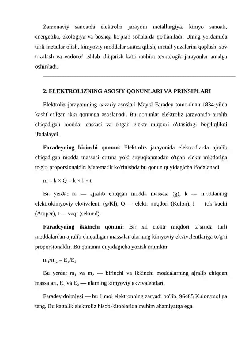 SANOATDA ELEKTROLIZ JARAYONINING QO'LLANILISHI 4