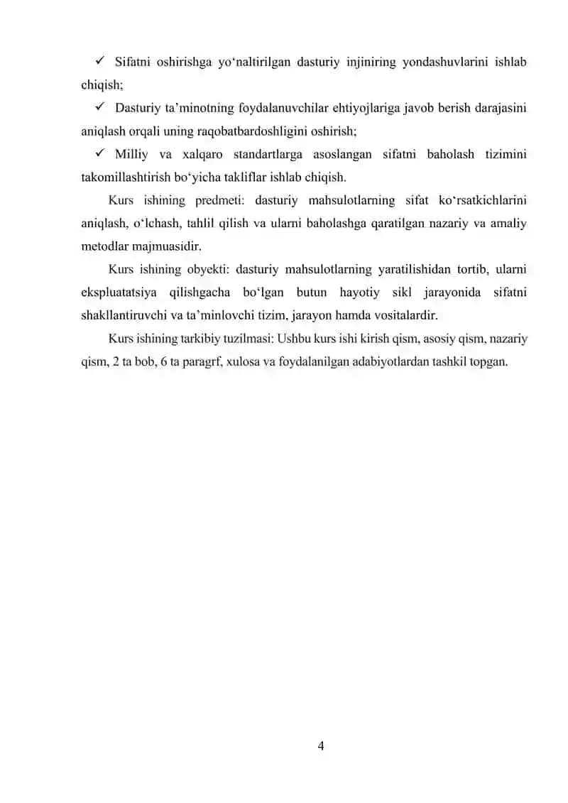 DASTURIY TAʼMINOT SIFATINI BAHOLASH USULLARI 4
