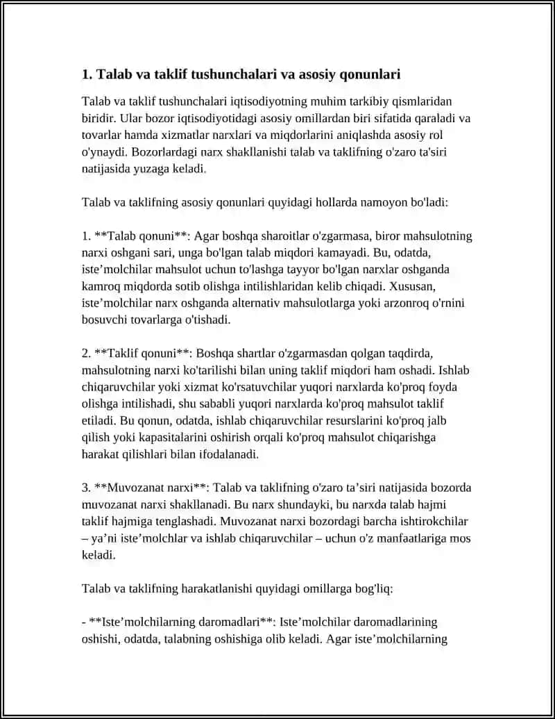 ТАLАB VА TAKLIF NAZARIYASI ASOSLARI 4
