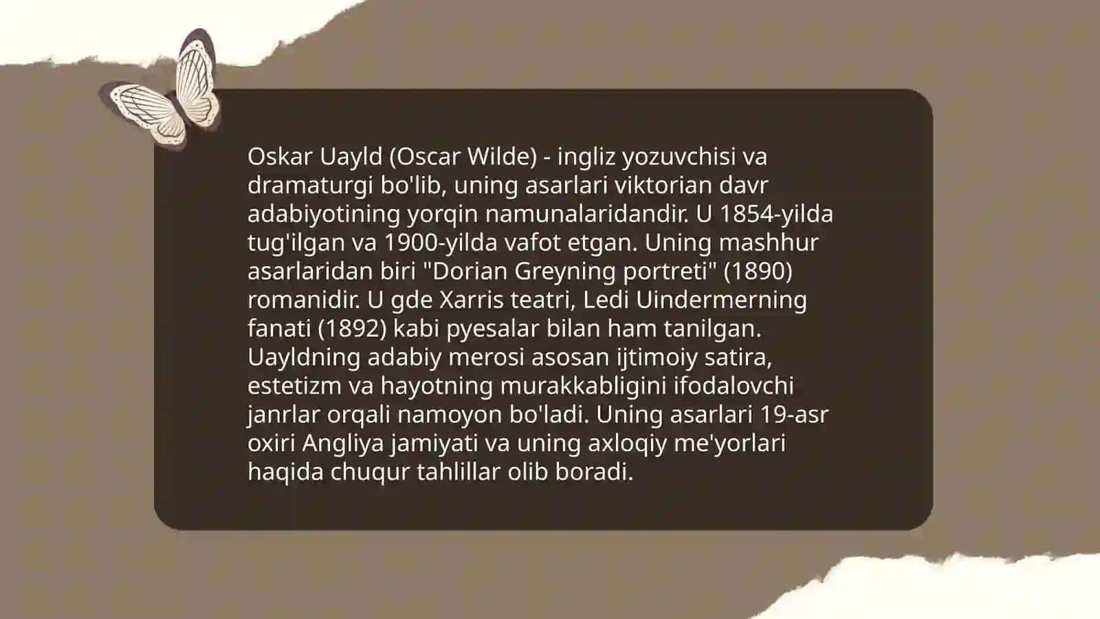 Oskar Uald ertaklari 4