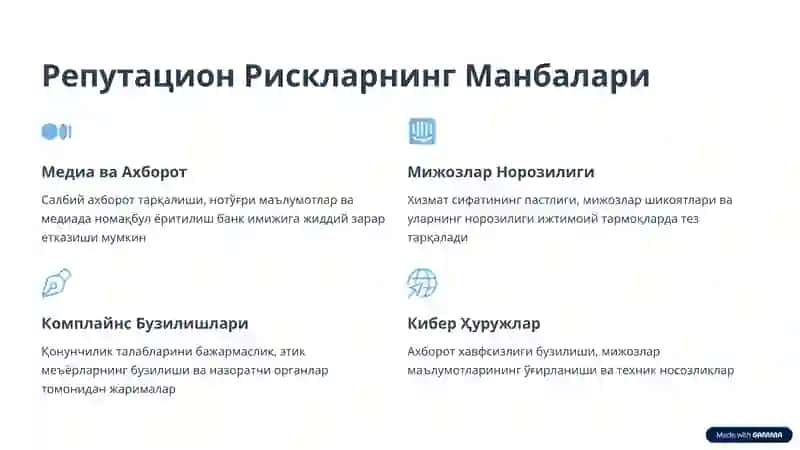 Banklarda reputatsion hamda siyosiy risklarni boshqarish 4