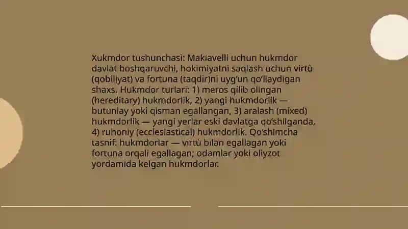 Makiavellining “Xukmdor” asari 4