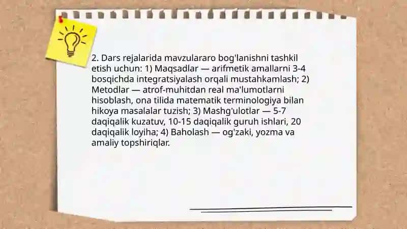 Integratsiyalashgan ta'lim va arifmetika 4