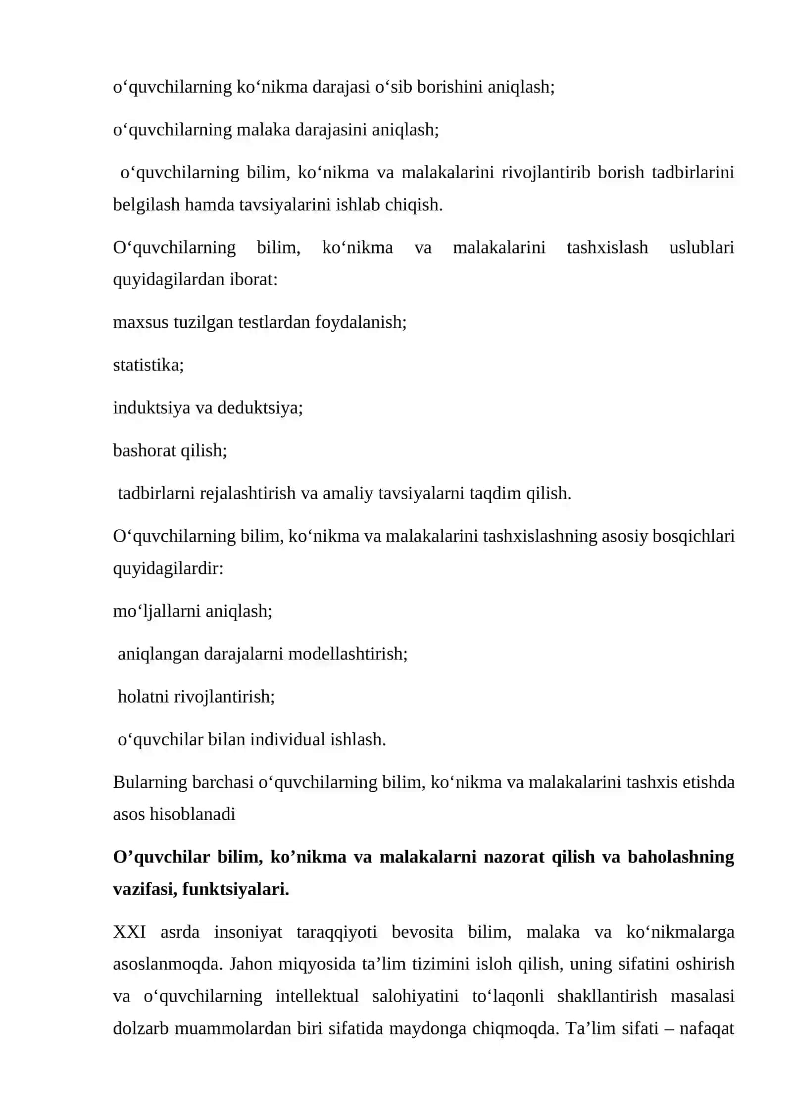 Bilim, ko’nikma va malakalarni baholash mezonlari 4