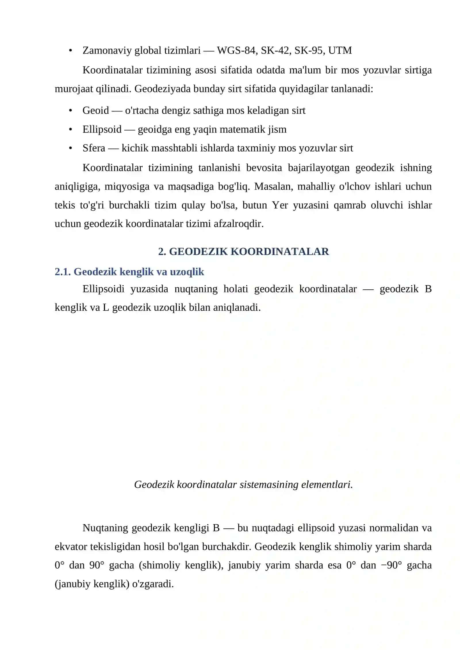 GEODEZIYADA QO‘LLANILADIGAN KOORDINATALAR TIZIMI 4