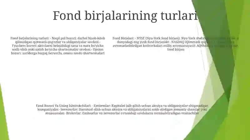 Fond Birjalari,Fond Bozori Va Uning Ishtirokchilari 4
