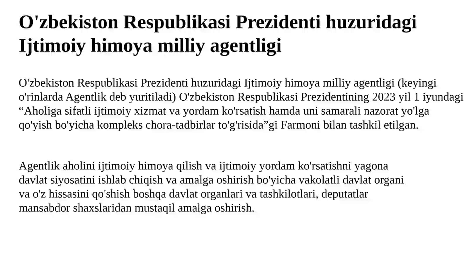 O'zbekiston Respublikasi Prezidenti huzuridagi Ijtimoiy himoya milliy agentligi 4